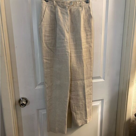 Talbots Tan Linen Pants Sz 6 petite - Picture 2 of 6